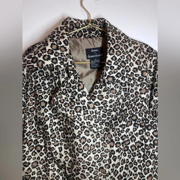 NWT Dennis Basso Animal Print Leopard Trench Coat Brown M - Picture 4 of 10